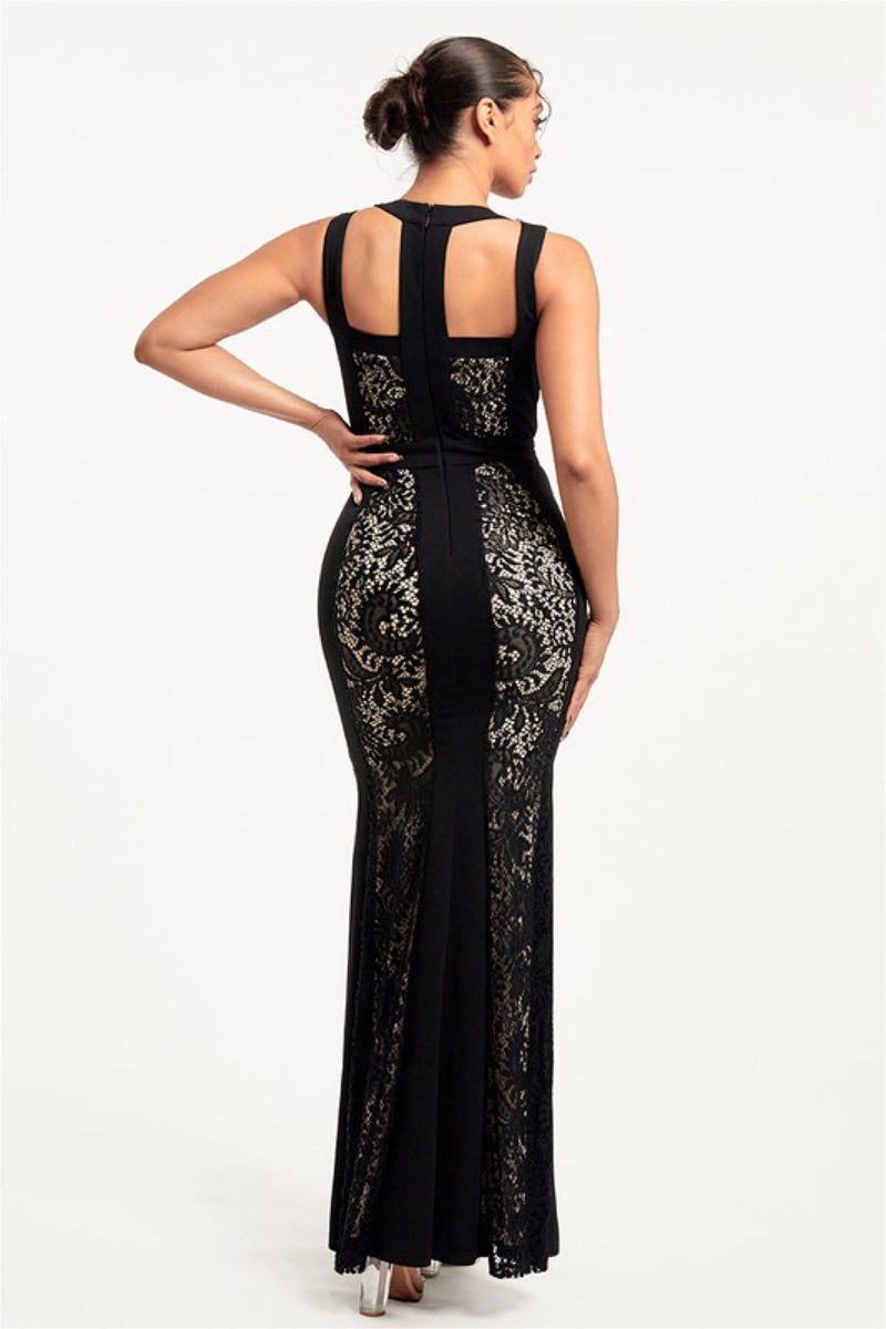 LACE MERMAID CUTOUT BACK DRESS