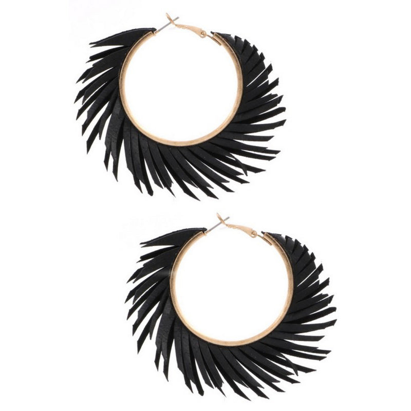 FAUX LEATHER HOOP EARRINGS