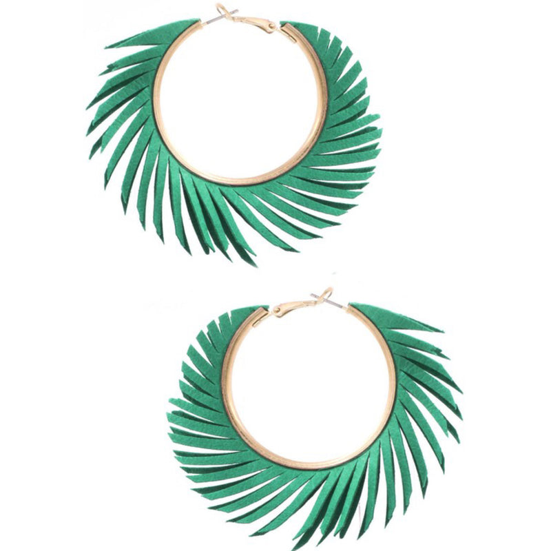 FAUX LEATHER HOOP EARRINGS