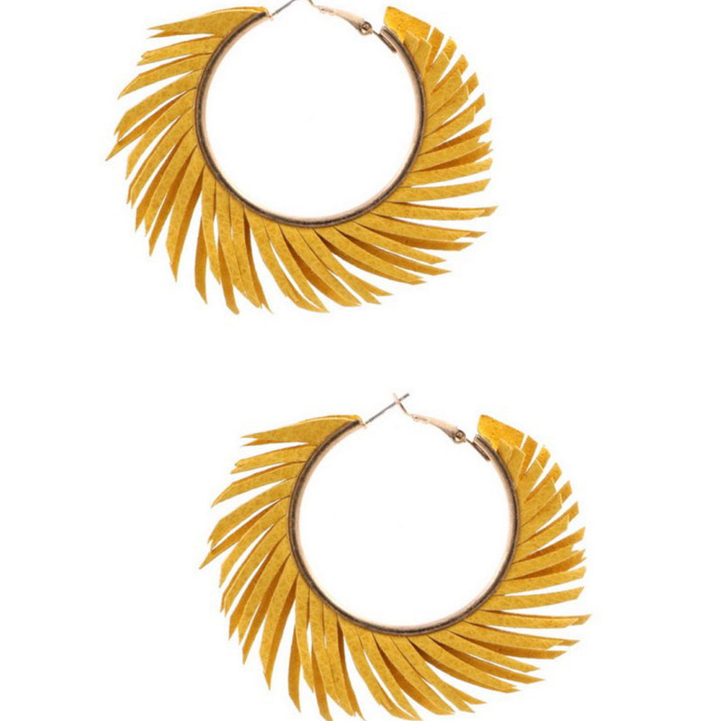 FAUX LEATHER HOOP EARRINGS