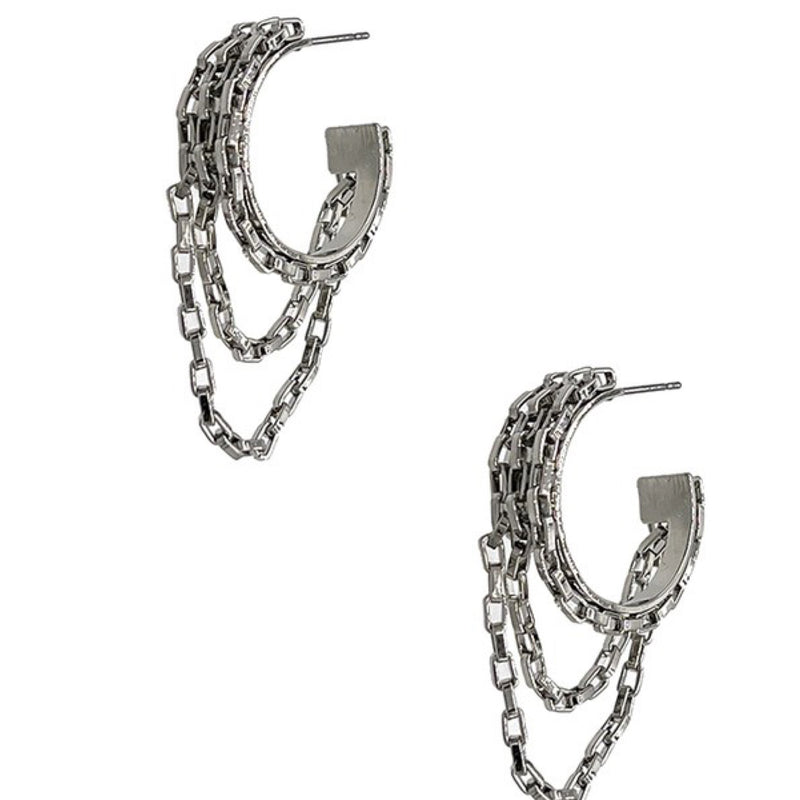 SEMI HOOP CHAIN EARRINGS