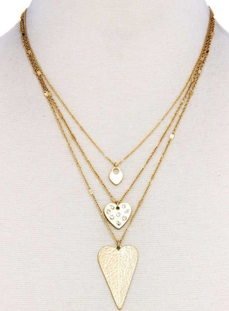 TRIPLE HEART & CHAIN NECKLACE